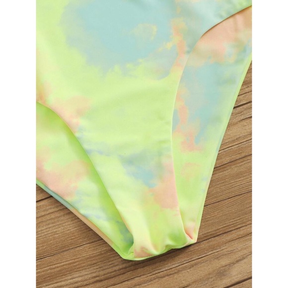 Shein Tie Dye Rib Lace-Up Bikini Swimsuit Size Medium - Picture 3 of 16
